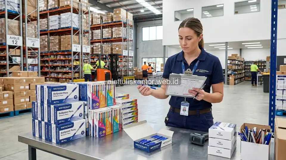 Pemeriksaan Kualitas dan Stok Pulpen Grosir di Fasilitas Distributor Resmi