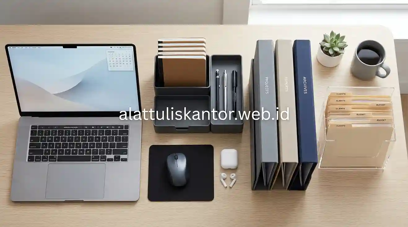 Organizer dan folder bersekat paket ATK meja kerja rapi